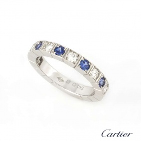 Cartier 18k White Gold Diamond and Sapphire Lanieres Ring